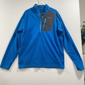 Eddie Bauer First Ascent Mens TXL Blue Quarter Zip Fleece Pullover Jacket Tall